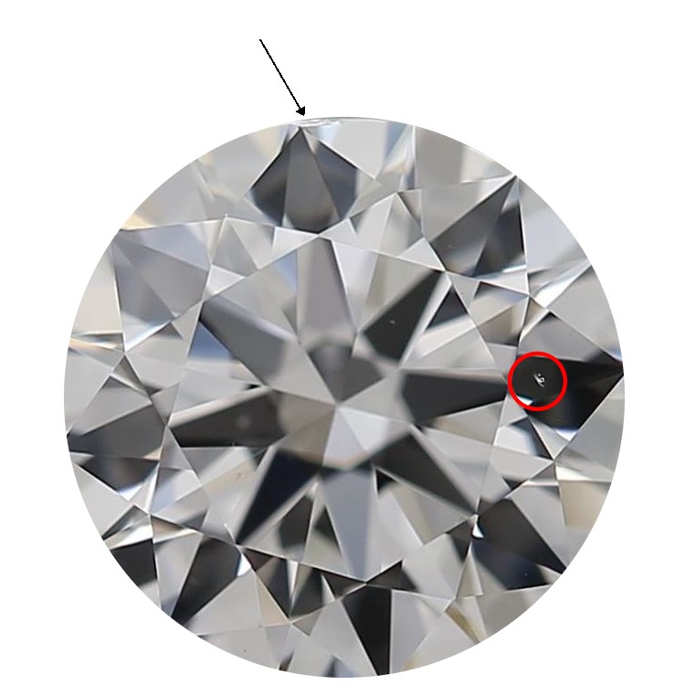 Diamond with small surface chip