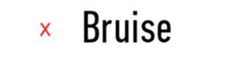 A bruise is marked as an X on a plot.